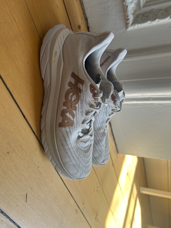 Hoka Women's Running Sneakers in Cream with Rose Gold Logo - Picture 8 of 8